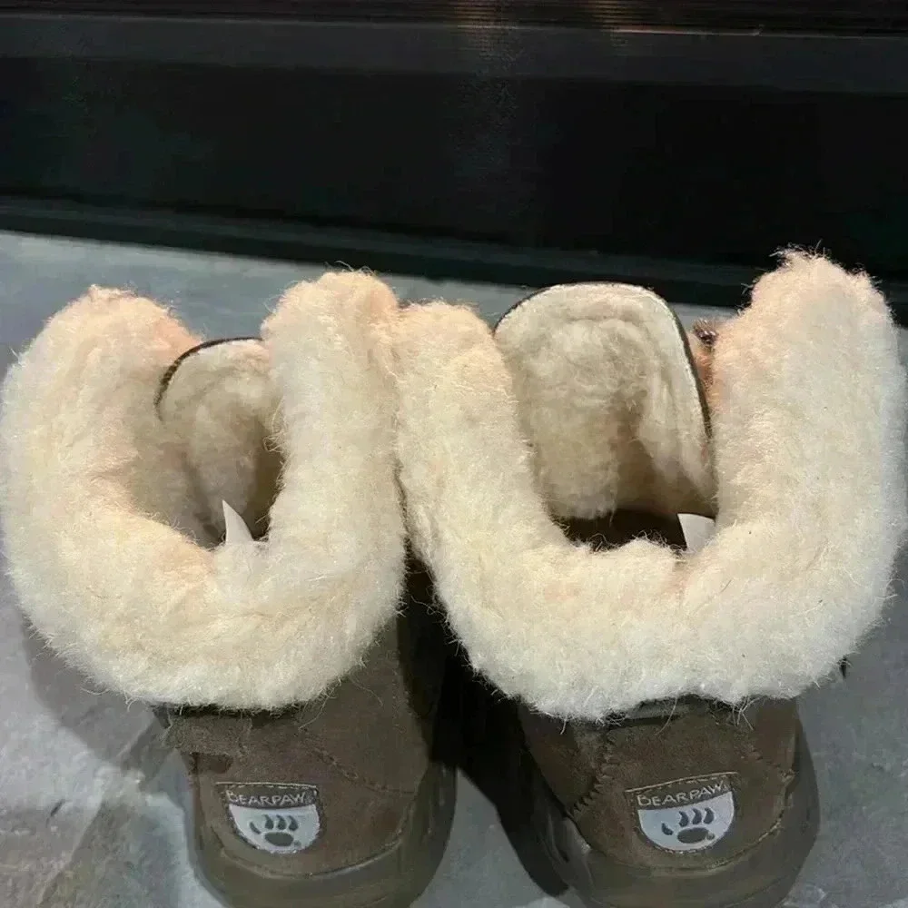 BEARPAW Cheryl Never Wet winter warm boots cow suede/wool faux fur lining - 7